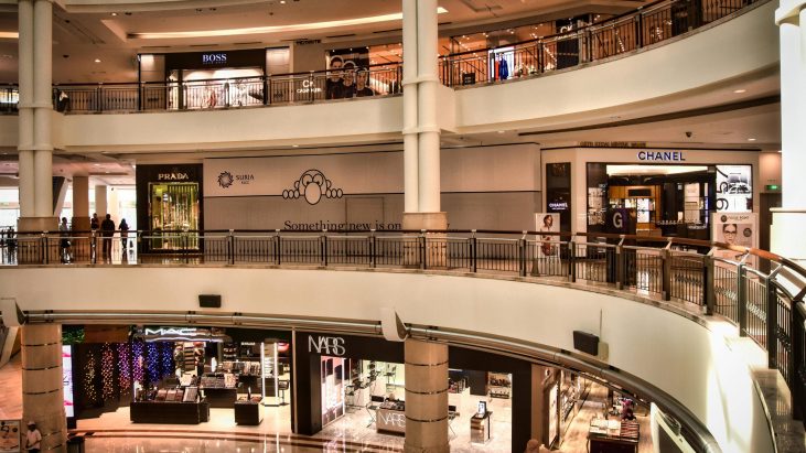 Explore the luxurious interior of a shopping mall in Kuala Lumpur, Malaysia, featuring top brands.